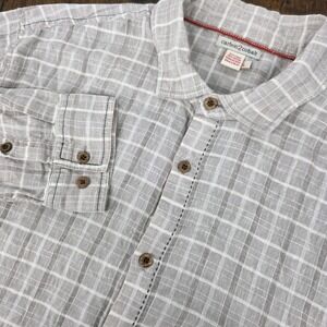 Carbon 2‎ Cobalt Shirt Mens Large Gray Linen Blend Button Up Long Sleeve Casual